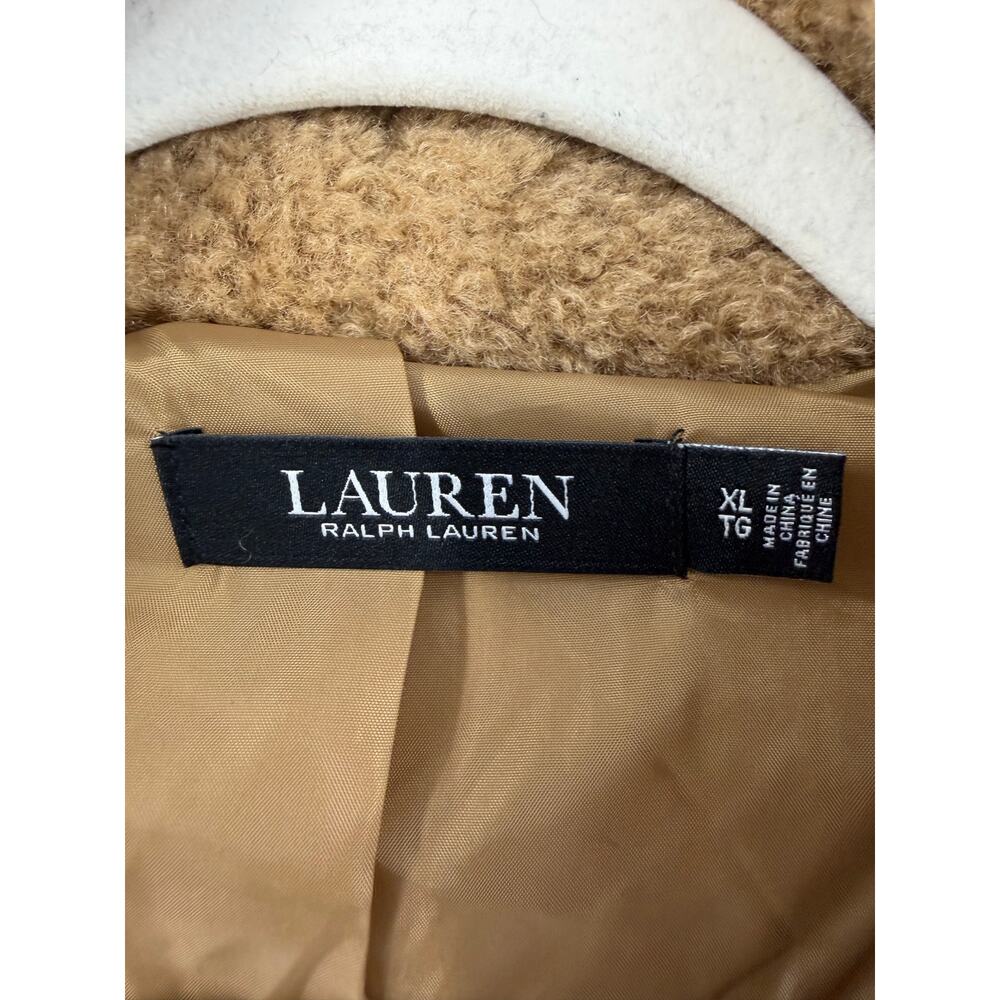 Ralph Lauren Womens Sherpa Coat Size XL Camel Shawl Collar Pockets Old Money - Picture 5 of 11